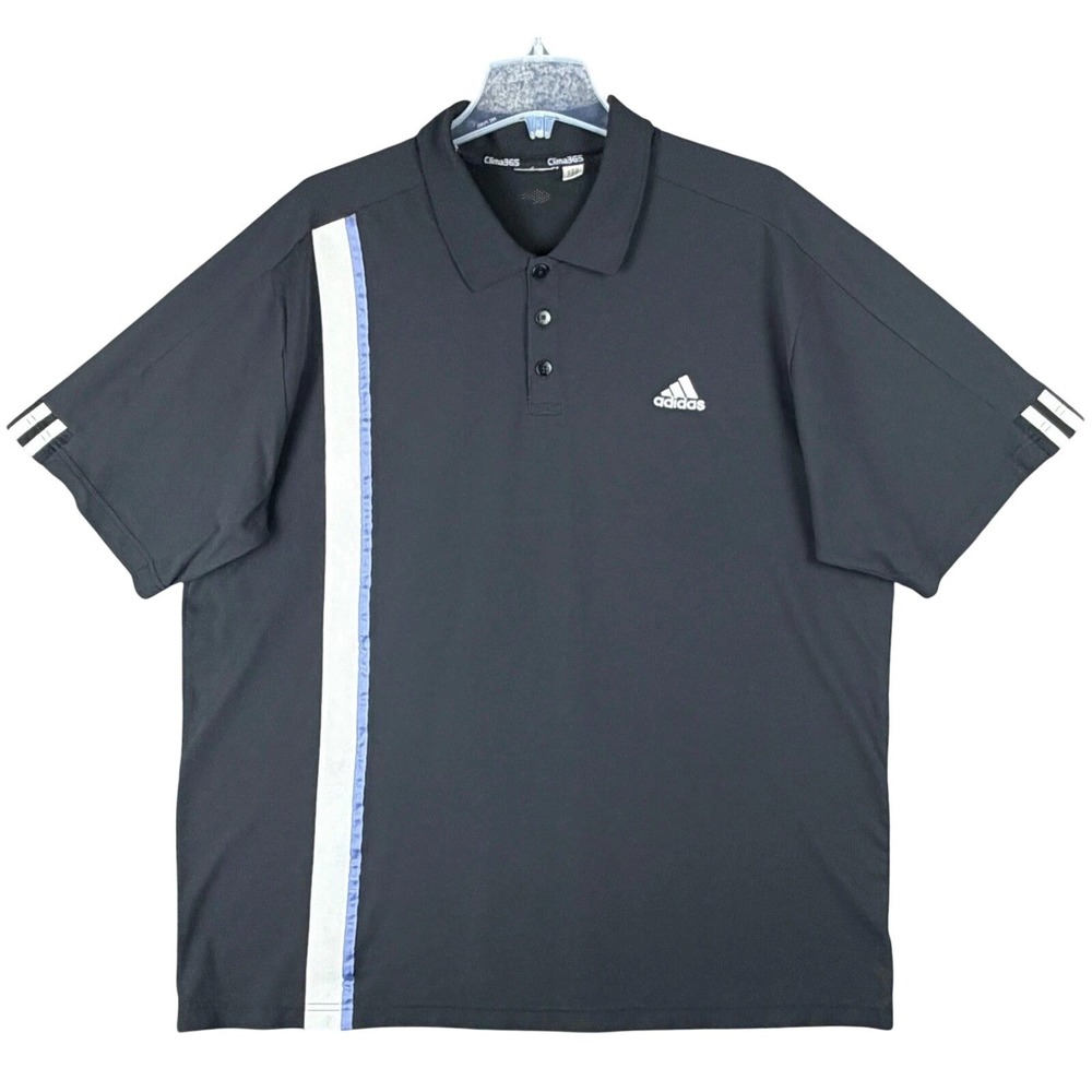 Adidas Clima365 ClimaCool Men's XL Black Polo Shirt Stripe Performance Gorpcore